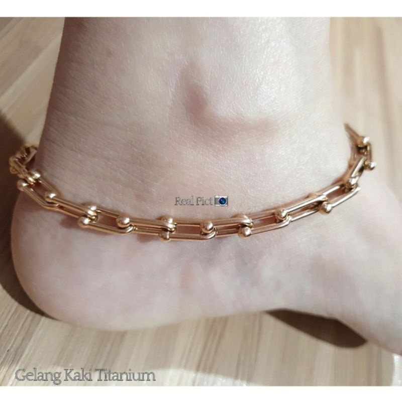 Gelang Kaki Titanium Asli Rosegold Premium Quality Branded Band Anti karat Anti alergi Stainless steel ori 9992