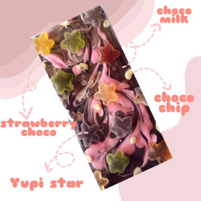 

Chocolate bark (Yupi Star) - strawberry & milk choco