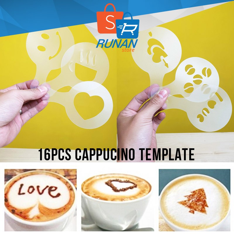 Jual Cetakan Latte Art - Cappuccino Art Template Kopi Art 16 pcs