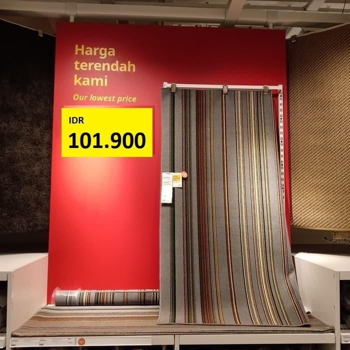 Promo Spesial - Kaldred - Karpet Ikea, Bulu Tipis, Motif Garis-Garis