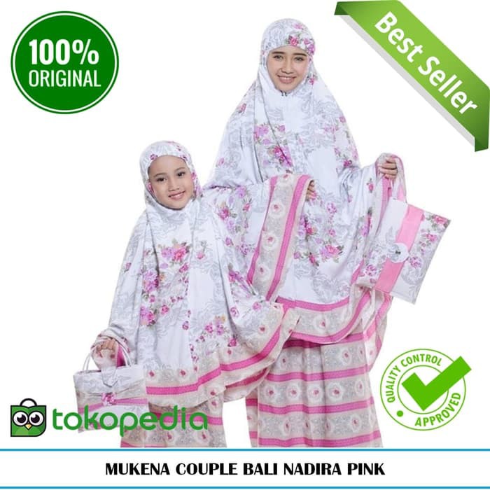 MUKENA COUPLE BALI NADIRA TAS PESTA PINK IBU ANAK