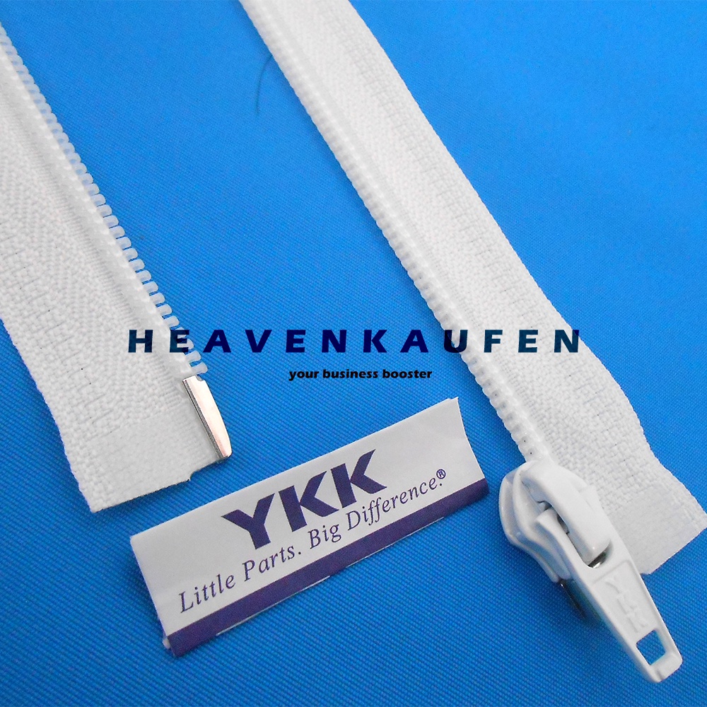 Resleting Zipper YKK Type Gigi Coil Gigi Halus 60 cm / 24 inch Warna Putih Open End Buka Lepas