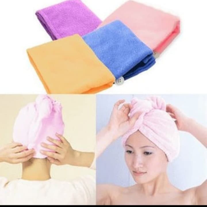 Magic Towel Handuk Kepala Keramas Keringkan Rambut Hair Wrap Microfiber Serap Air