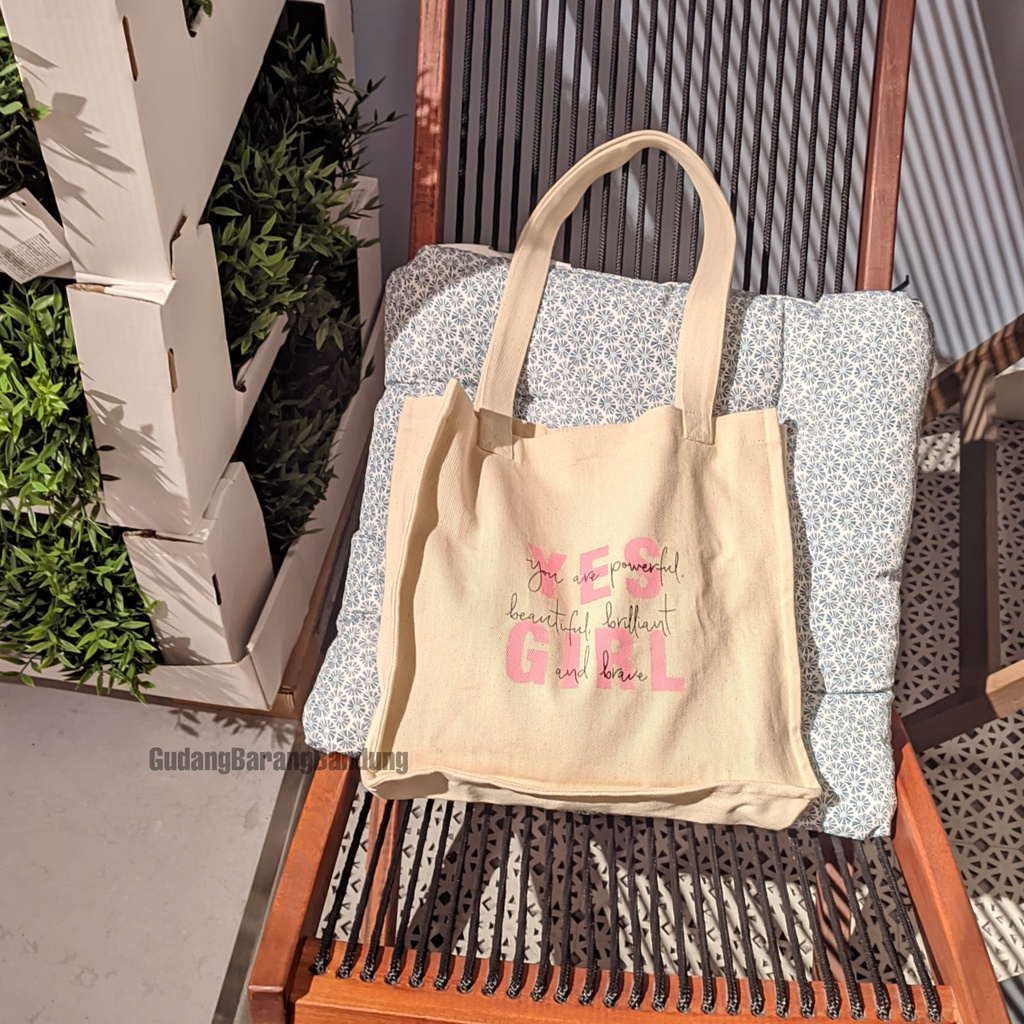 Tote bag kanvas square design Yes Girl