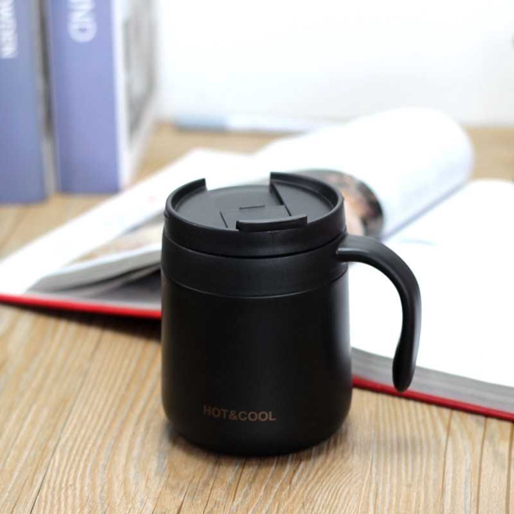 Botol Minum Mug Tumbler Coffee Stainless Steel Hitam