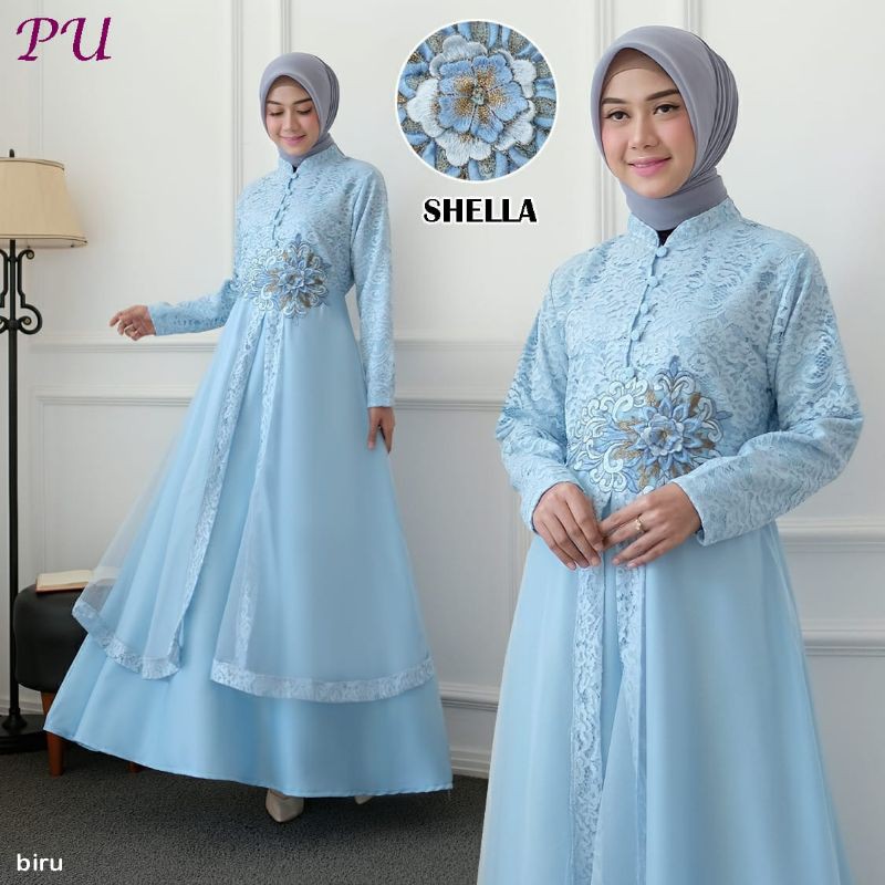 GAMIS SHELA CANTIK mewah pesta tunangan lamaran wisuda bridrmais couple