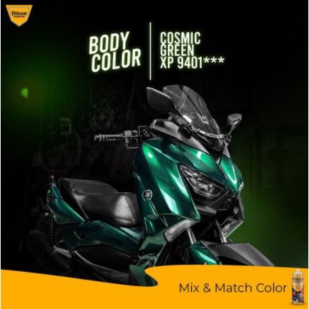 Cat Pilox Semprot Diton Premium XP 9401 Xirallic Cosmic Green 400cc Warna Hijau Sepeda Motor Mobil Velg Mesin Bodi