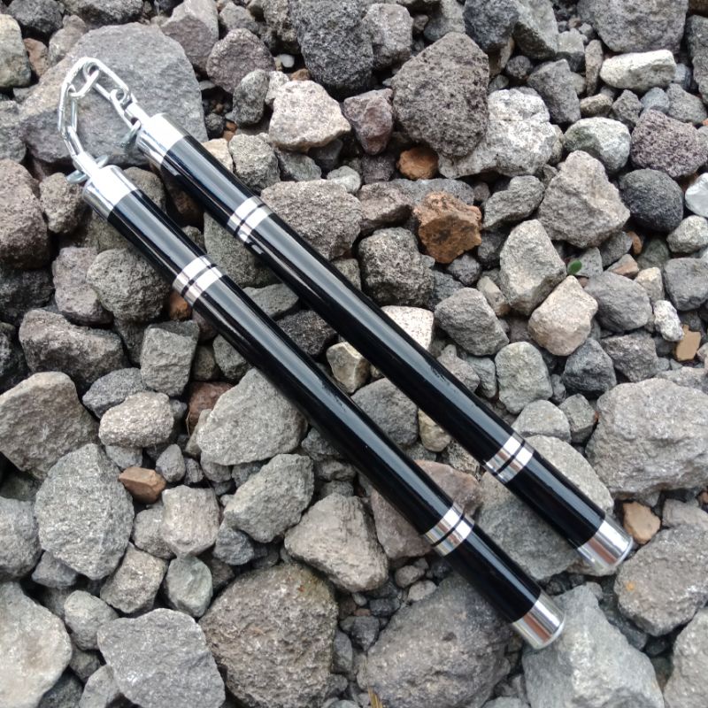 Nunchaku aluminium hitam  rantai freestyle