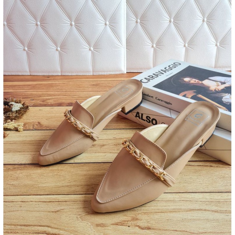 ABBUSHOES AG 10 sendal bapau rantai mules 3cm