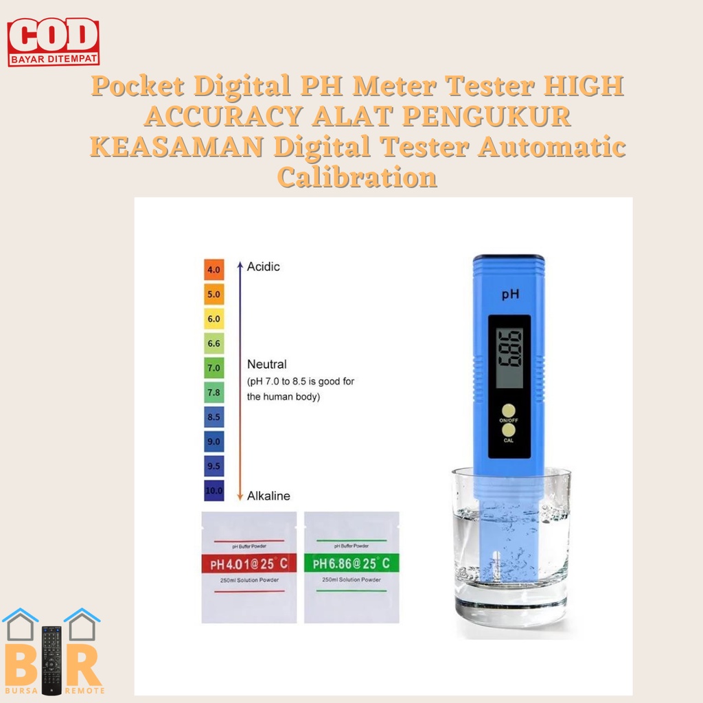 Pocket Digital PH Meter Tester HIGH ACCURACY ALAT PENGUKUR KEASAMAN Digital Tester Automatic Calibration