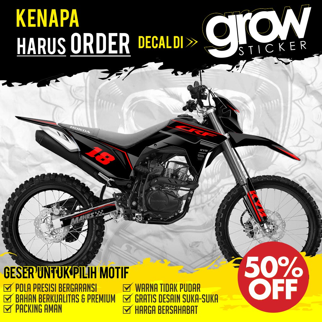 PREMIUM  DEKAL STIKER MOTOR CRF 150L GOLD BLACK KLX 150 DTRACKER DECAL STICKER