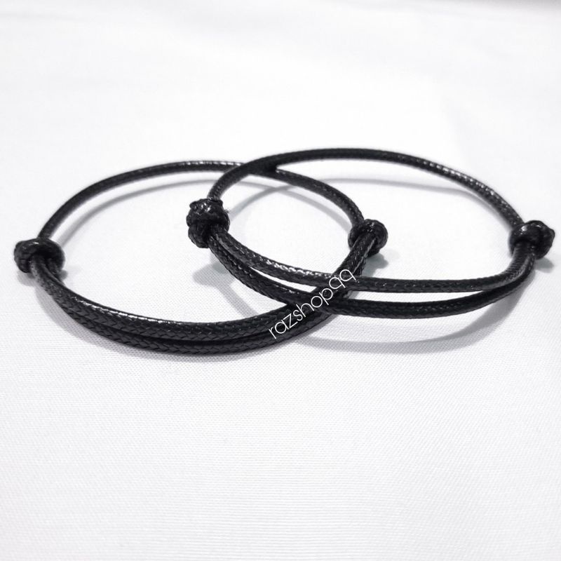 GELANG TALI HITAM &amp; MERAH POLOS ELEGAN