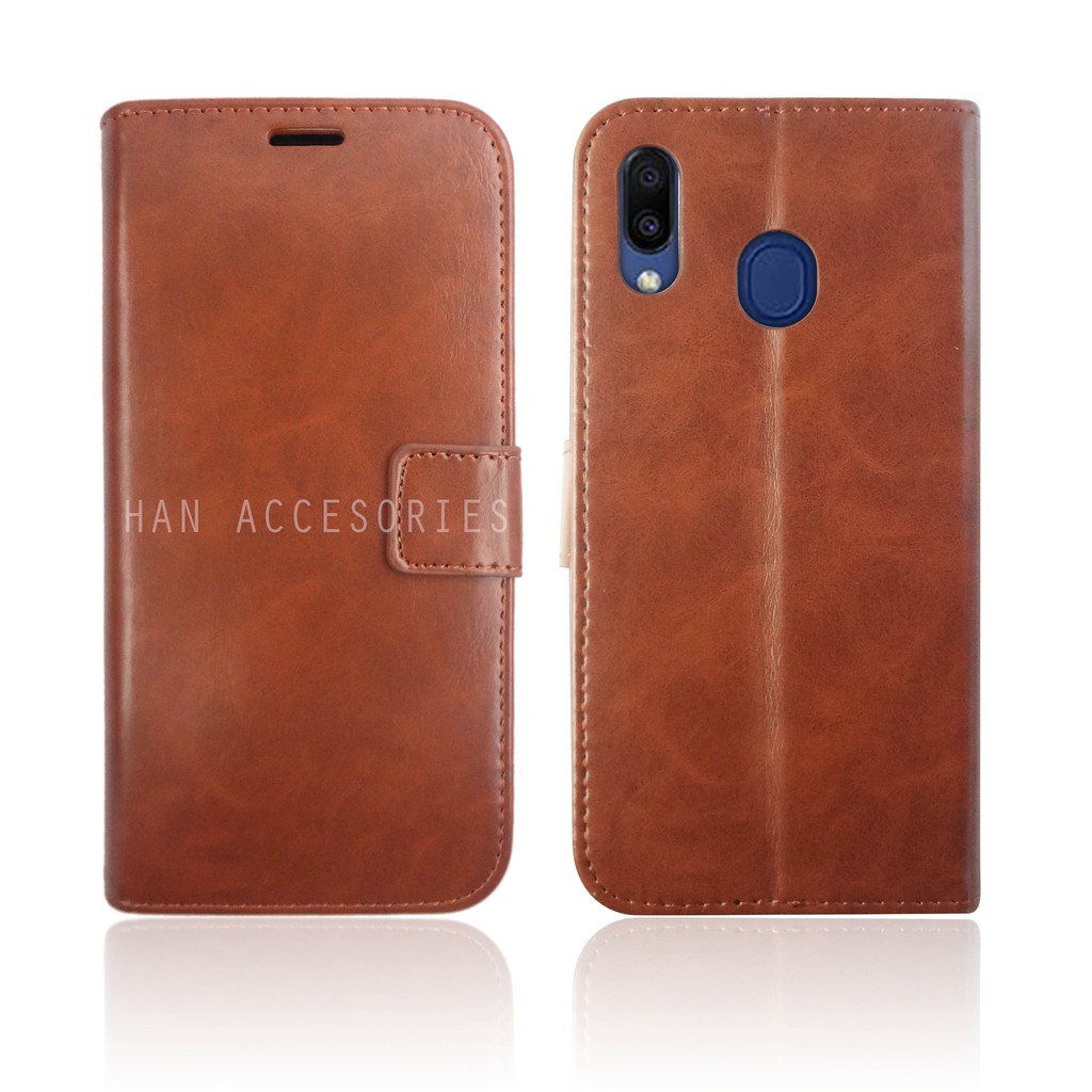 Samsung Galaxy M10/M20/A20/A30/A50/A70 Original Fashion Selular Flip Leather Case - Flip Cover/Flip