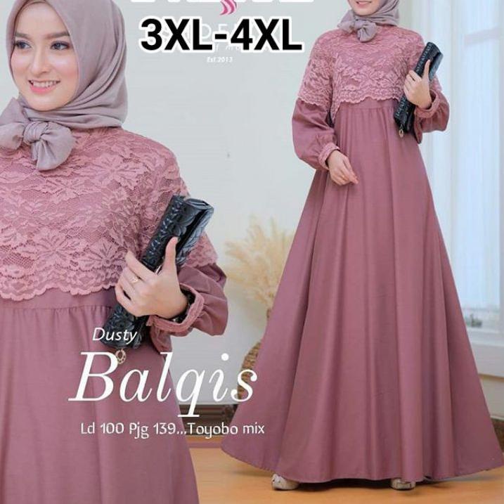 ❃ gamis jumbo ukuran L XL XXL XXXL 4XL ld 140 Balqis/gamis murah/Dress murah/gamis brukat ➩