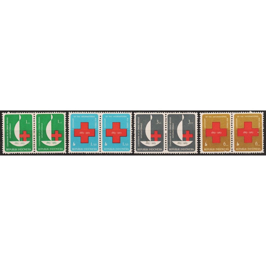 

Perangko Filateli A33 - Indonesia MNH 4v Pair 08.05.1963 The 100th Anniversary of Red Cross