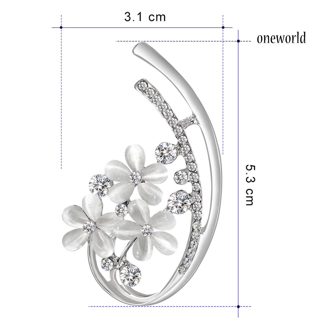 OW@ Brooch Badge Elegant Decorative Alloy Flower Rhinestone Brooch for Celebration