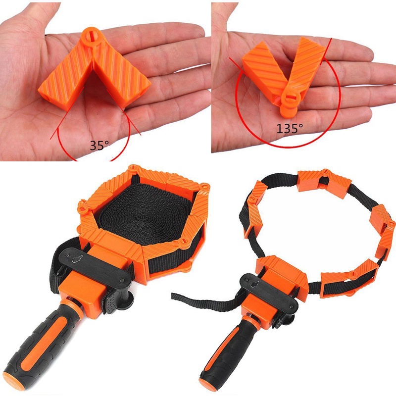 Bisa COD Alat Penjepit Bingkai Kayu Adjustable Rapid Corner Clamp Strap Band 4 Jaws - ACAMPTAR ACM25