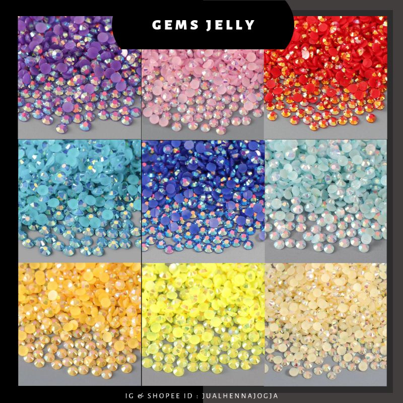 GEMS JELLY WARNA nail art kuku henna wedding putih gems henna tasbih digital kuku palsu hiasan nail 