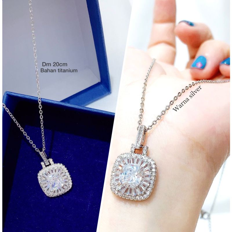 Kalung Titanium asli Silver Premium Quality Anti karat anti alergi Real Pict Necklace Stainless Steel Ori 8273