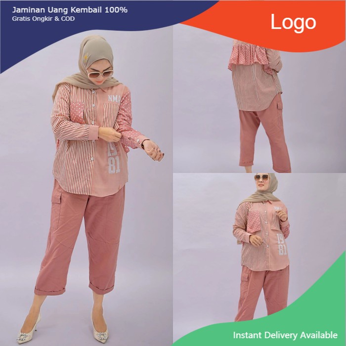 S-1 baju celana wanita numia set celana original