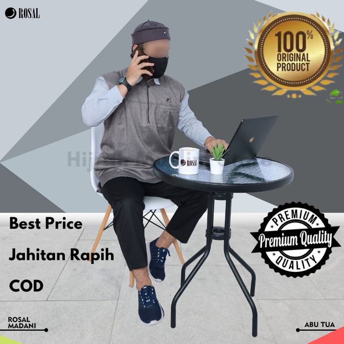 Sholat-Rompi- Rompi Sholat Pria Bahan Gamis Koko Kaos Kurta Pakistan Rosal Jumbo 3Xl - M -Rompi-