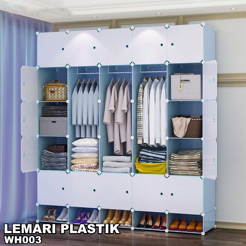 Lemari Plastik Susun 30 Pintu Lemari Plastik Resin 3 Slot Gantungan Baju 5 Slot Rak Sepatu