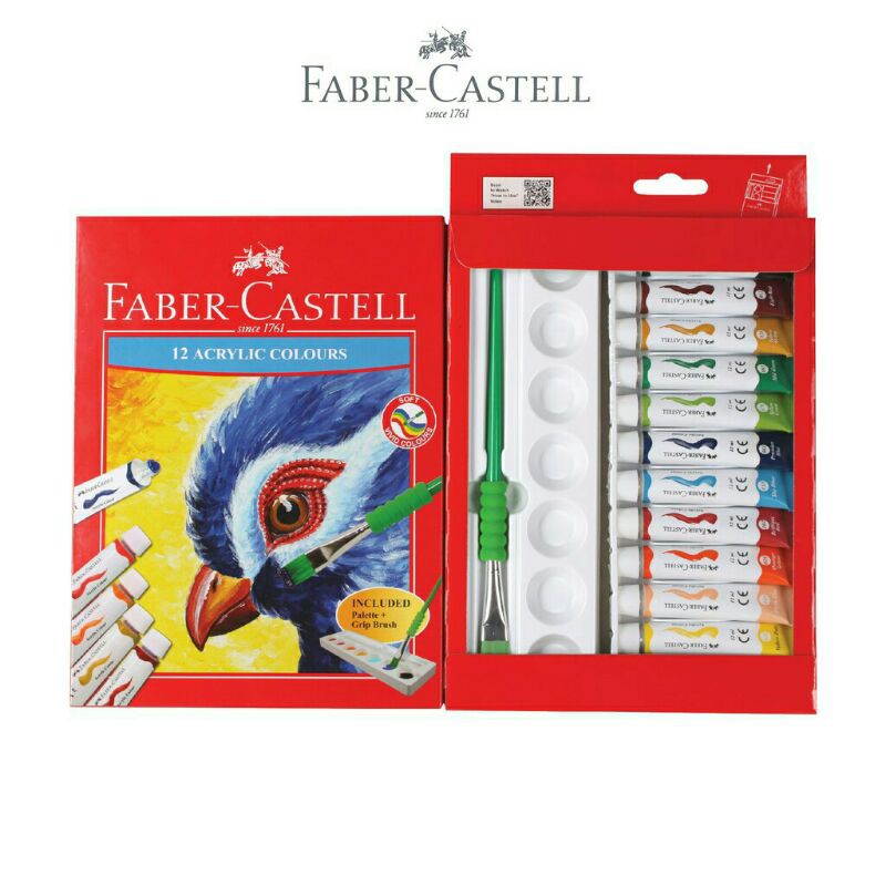 

Faber-Castell Acrylic tube 12 ml - 12 colours + Palet