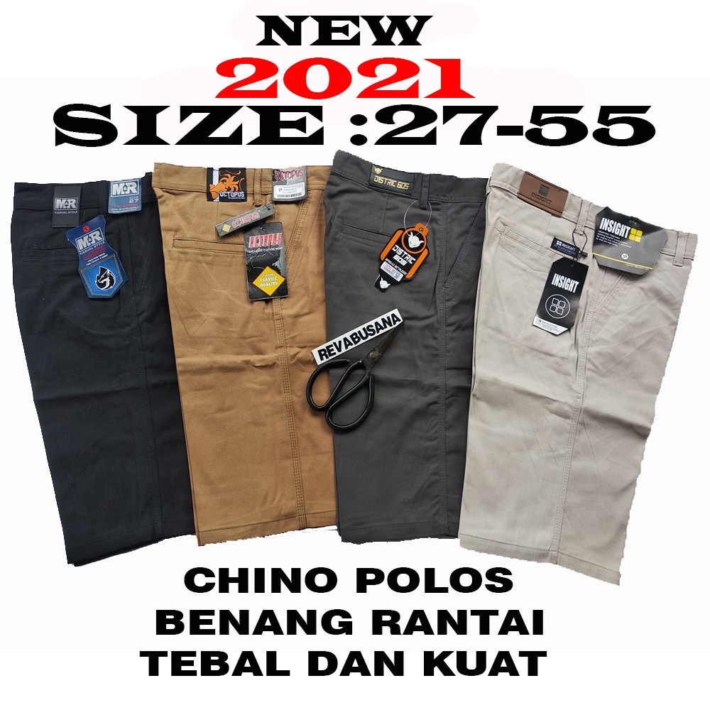 Celana Pendek Pria Polos Distro Chino Katun Strecht Melar 27 - 55 Revabusana Reva Busana