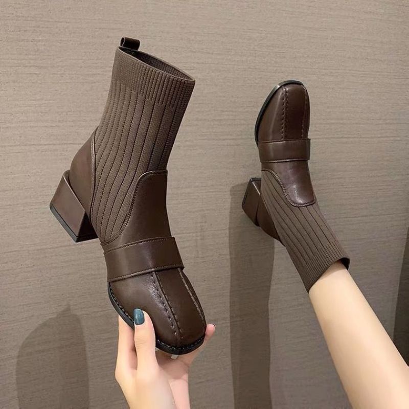 [MikanHiro Store] Sepatu Boots Wanita Brown Black Boots Women Shoes Import winter style