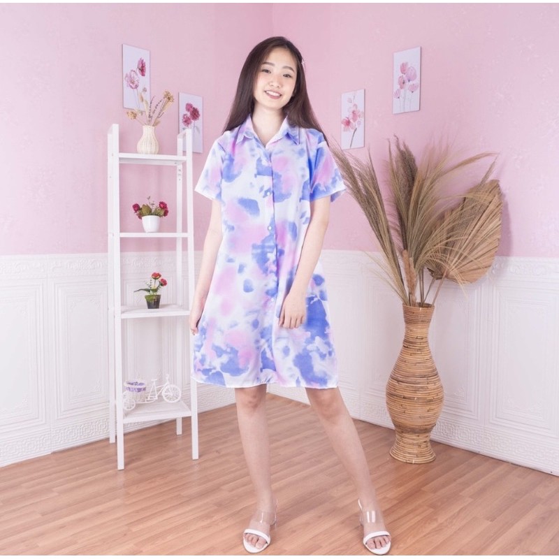 Daster tie dye kancing / dress tie dye