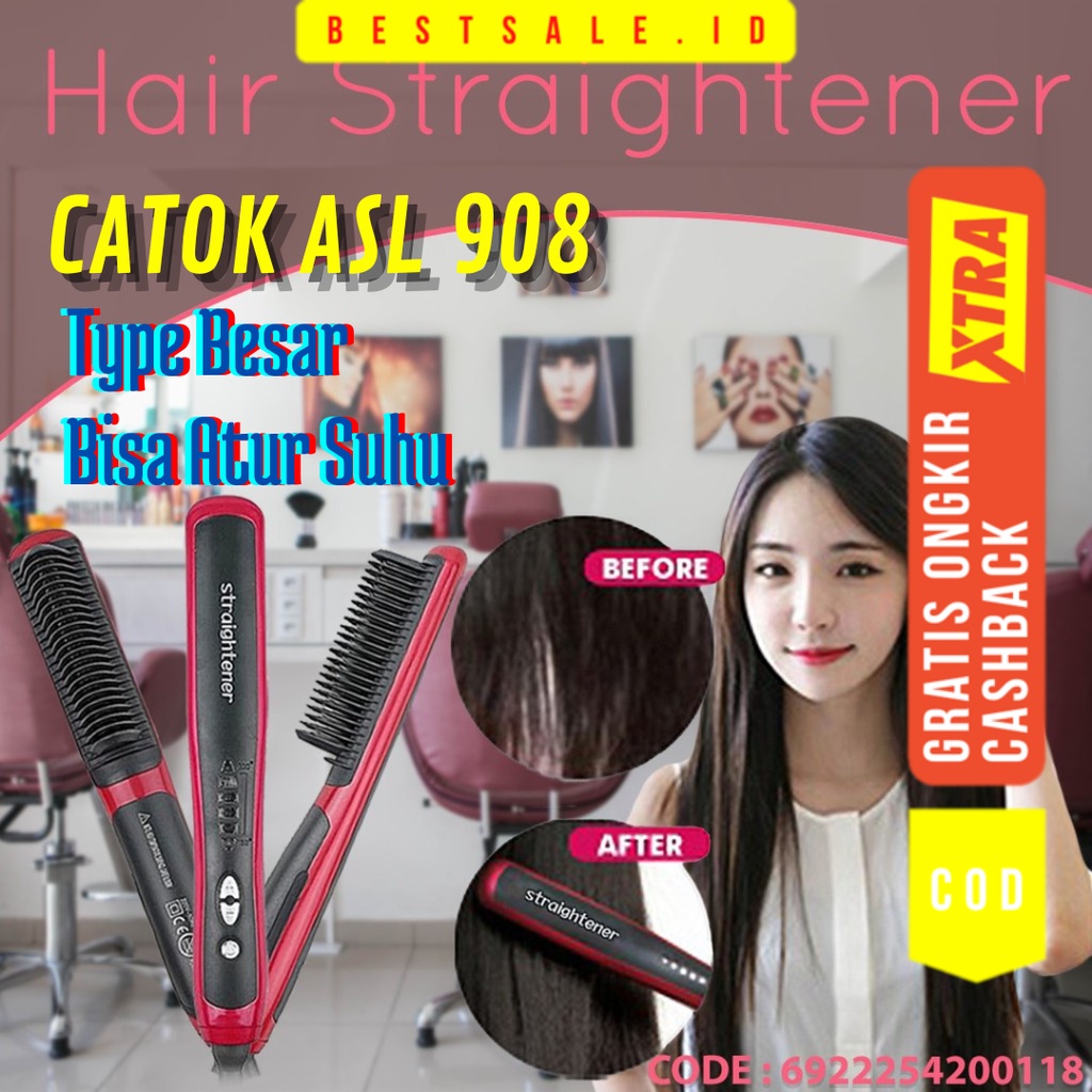 Catok Sisir Pelurus Rambut ASL-908 / Fast Hair Straightener Brush ASL-908