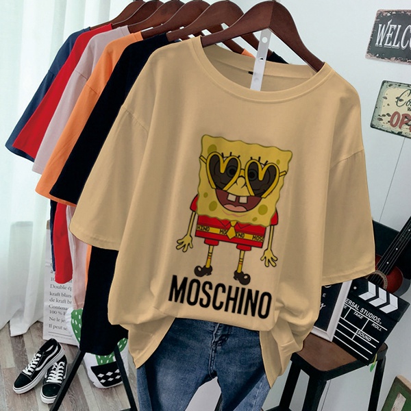 CALVIERO SHOP - BAJU KAOS WANITA DEWASA PRINT CASUAL SPONGEBOBMOCIN