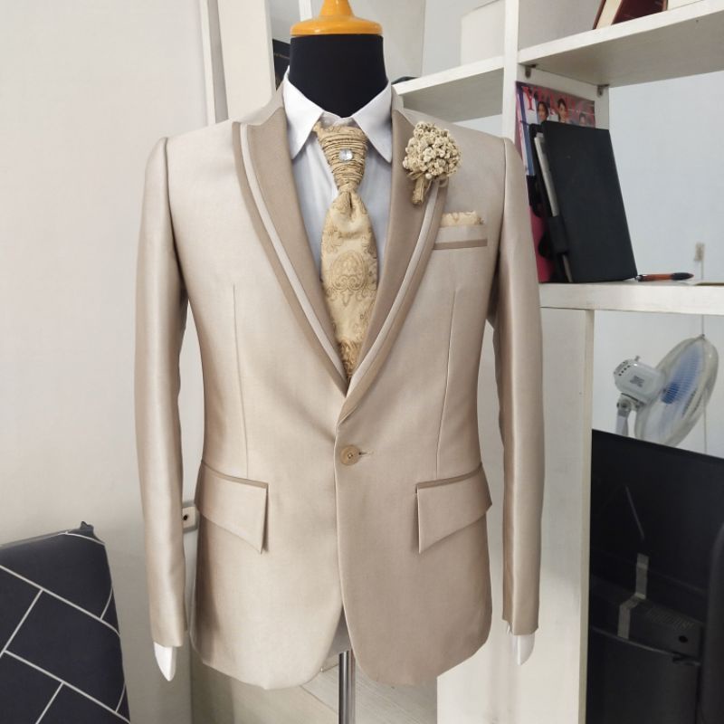 Jas Celana Pengantin Pria Warna Cream