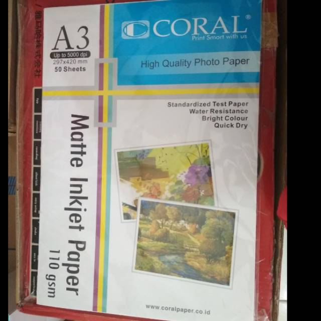 

Photo Paper / Ink jet paper A3 110 gr Coral