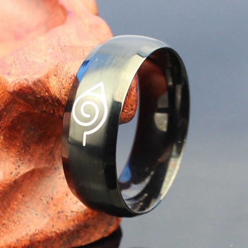 Cincin Motif Anime Naruto Bahan Stainless Steel Untuk Pria