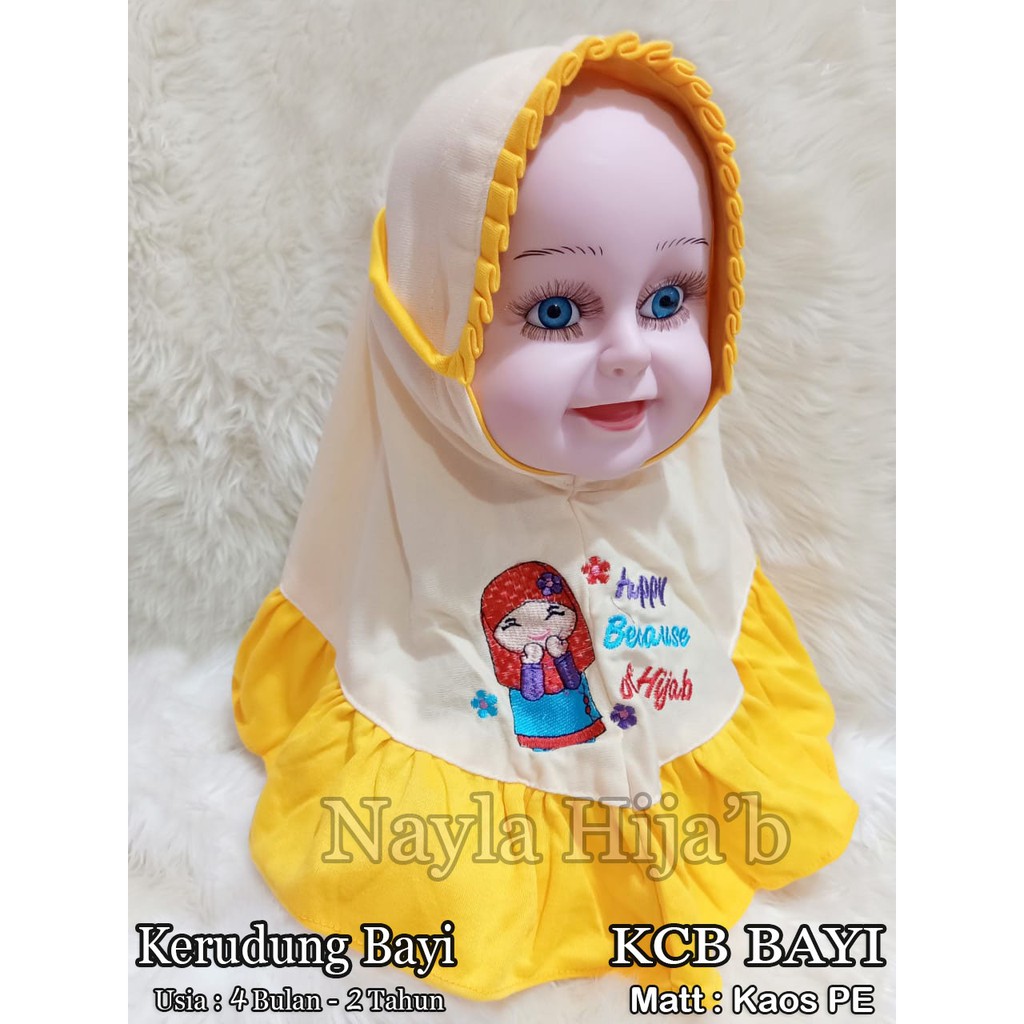 Kerudung Bayi KCB RANDOM Jilbab Bayi Lucu Bordir  Untuk 0 Bulan - 2 Tahun Nayla Hijab