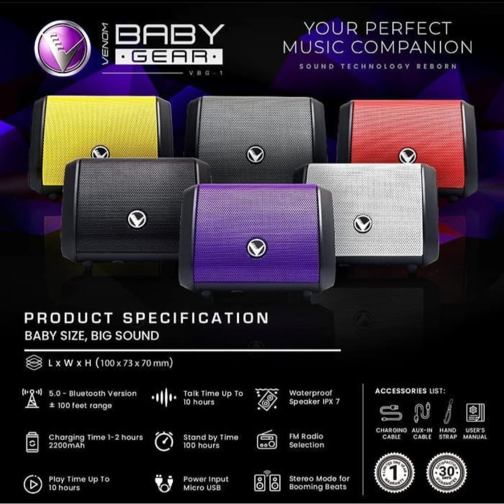 Venom Baby Gear VBG-1 Speaker Bluetooth