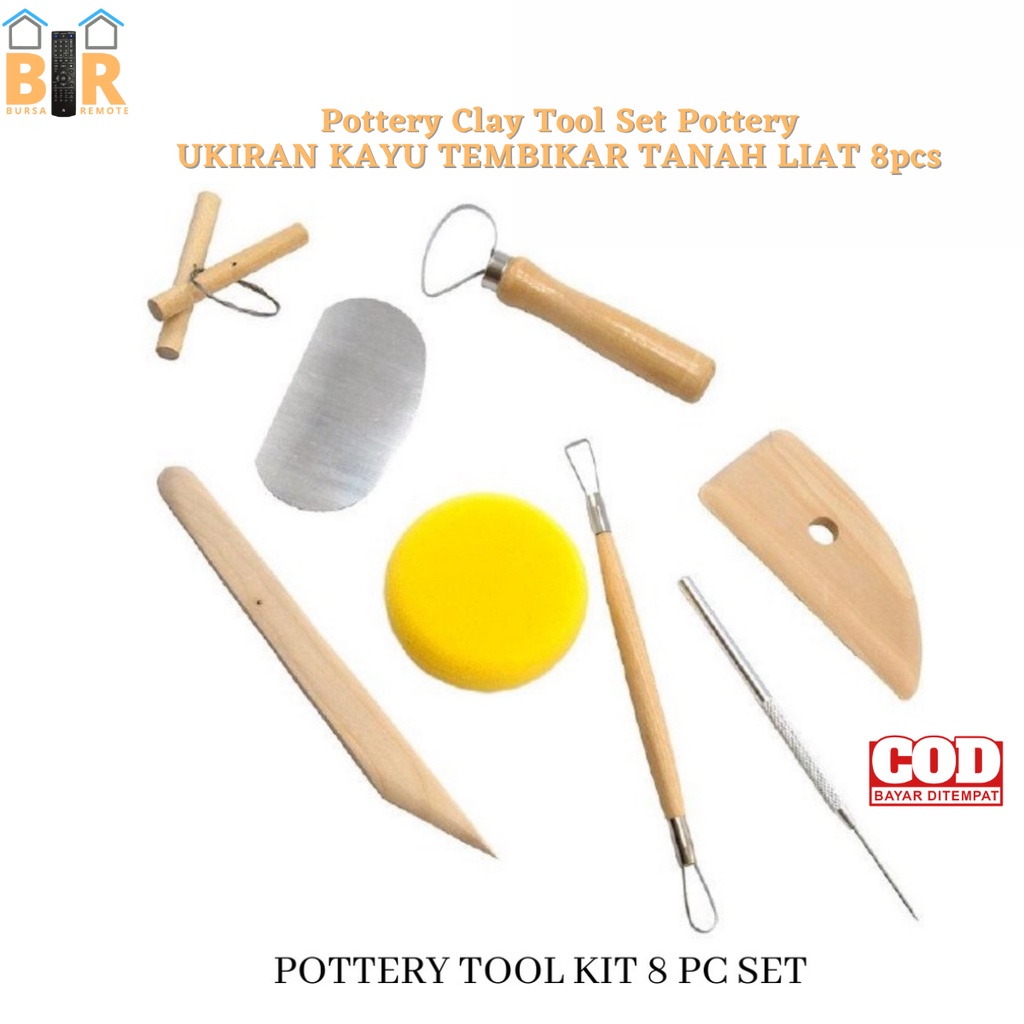 8pcs Pottery Clay Tool Set Pottery UKIRAN KAYU TEMBIKAR TANAH LIAT