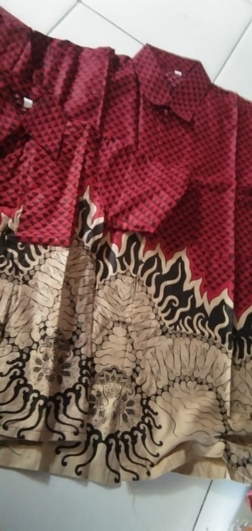 Batik Couple Keluarga Sania Ruffle Ori Ndoro Jowi Dnt Motif Bara Api Merah