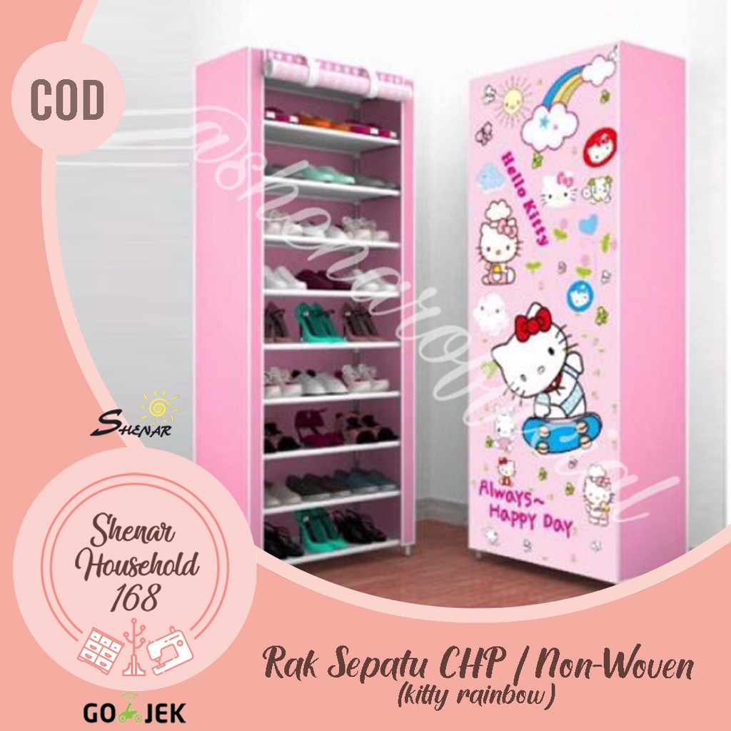 SHENAR RAK SEPATU / SHOE RACK 10 SUSUN / RAK   SERBAGUNA / RAK SEPATU MOTIF KARTUN (2KG)