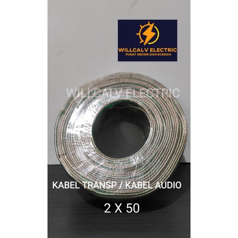 KABEL TRANSPARAN 2X50 / KABEL AUDIO 2X50 PANJANG 100 YARD