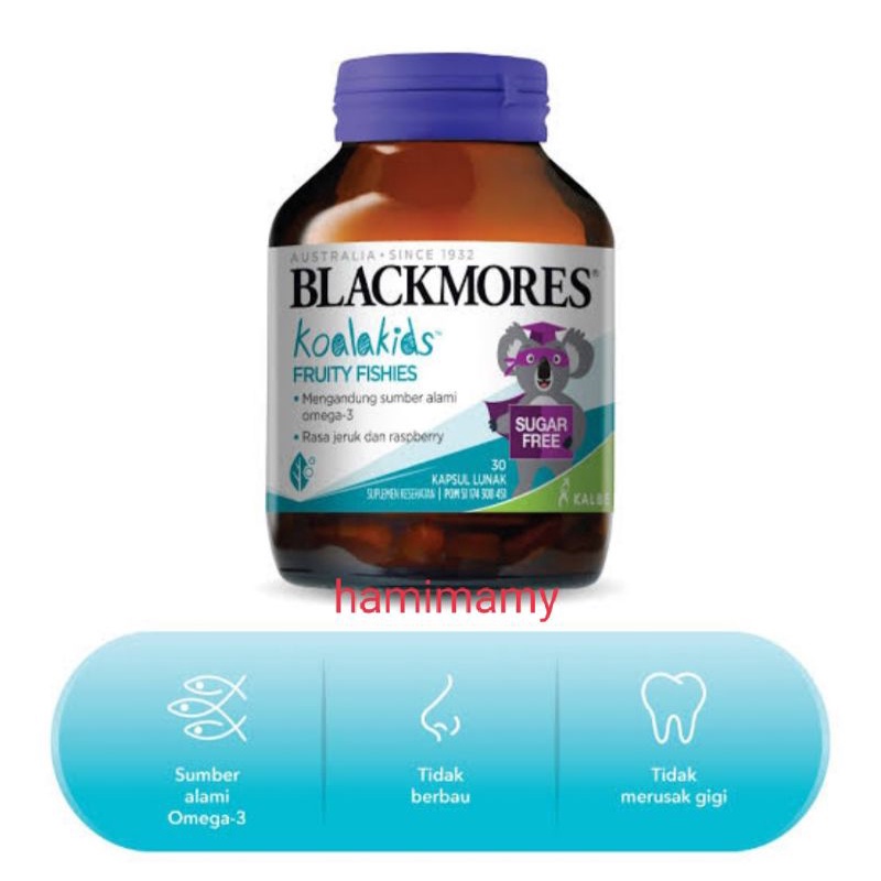 Blackmores koala kids fruity fishes DHA omega 3 vitamin anak