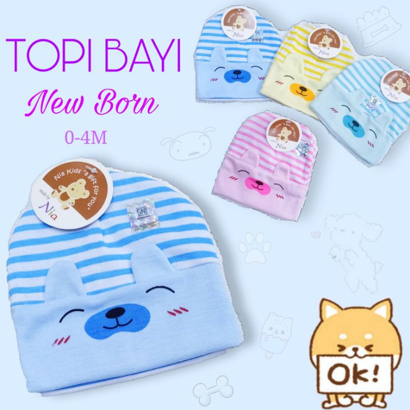 Topi bayi katun polos warna 0-3m / topi bayi newborn kain lembut