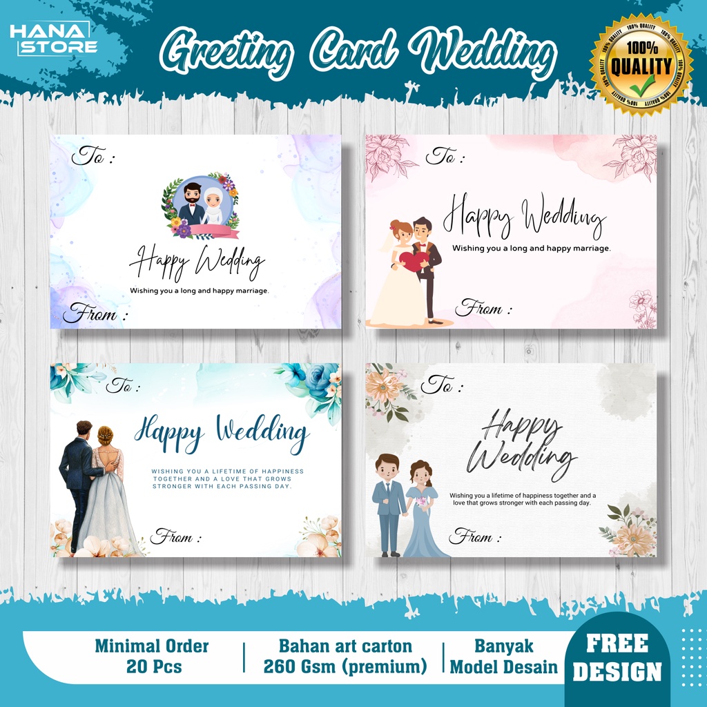 Jual GREETING CARD HAPPY WEDDING - GIFT CARD - KARTU UCAPAN WEDDING