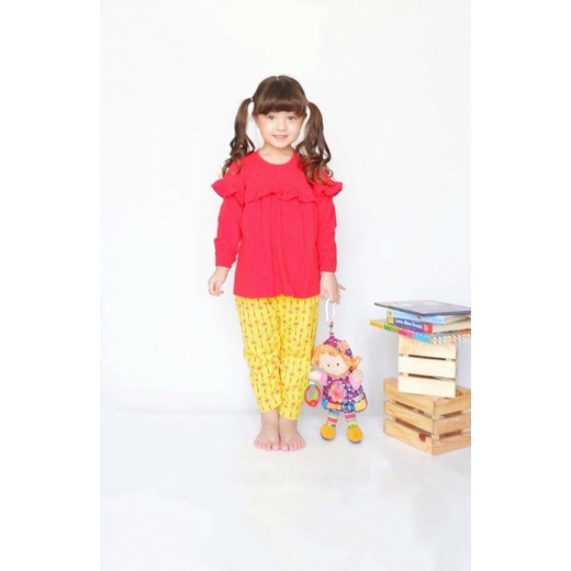 Flowkids Set Ruffle Legging Anak Perempuan - Setelan Laging Celana Panjang Cewek 2 4 6 8 10 Tahun