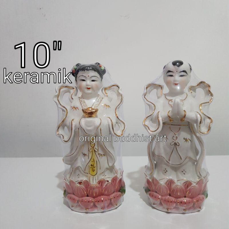 patung pendamping dewi kwan im keramik 10 inch