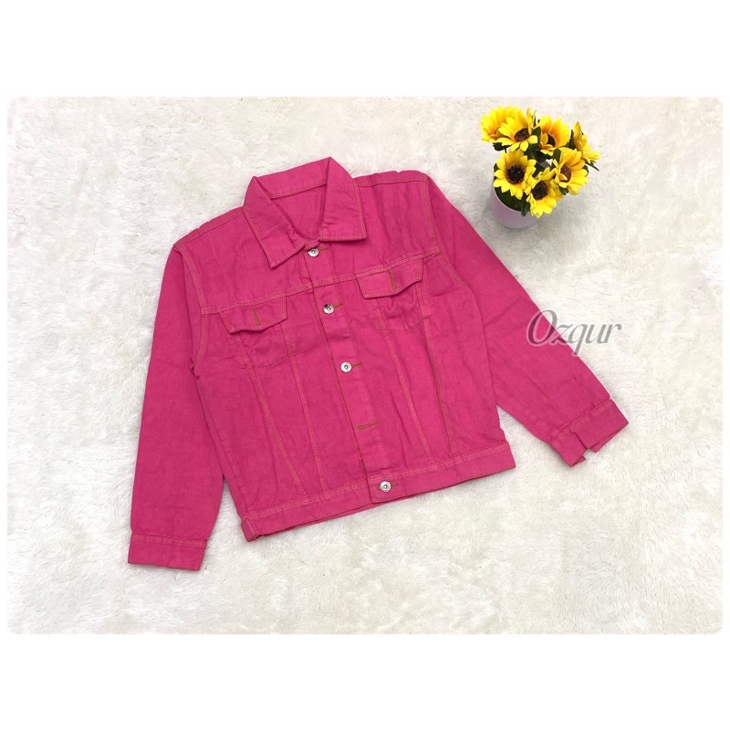 JAKET JEANS WANITA / BIONDY / CROP / OUTER-PINK