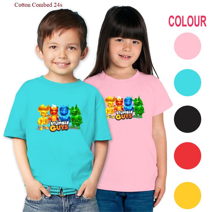 PVJ Kaos Anak Stumble Guys Skin Cewek Cowok Full Colour Tangan Pendek