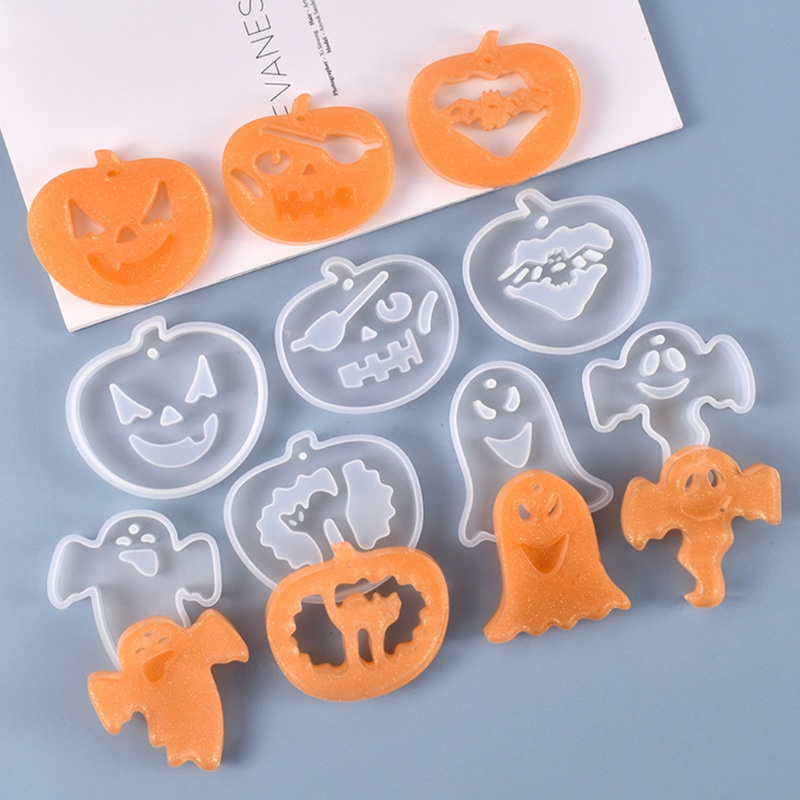 SIY  Halloween Pumpkin Ghost Hanging Sign Resin Mold Keychain Pendant Silicone Mould