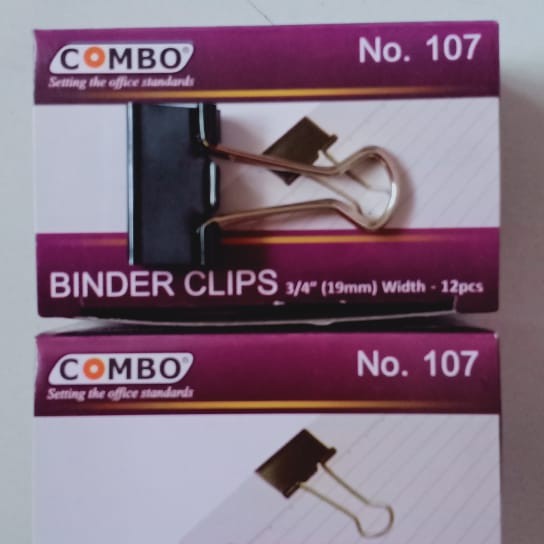 

[BOX ISI 12] BINDER CLIPS NO 107 ISI 12 PCS 3/4” 19 MM , PENJEPIT KERTAS COMBO , PAPER CLIP COMBO , BINDER CLIP